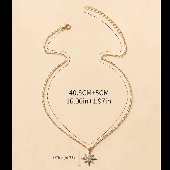 Cubic Zirconia Gold Starburst Necklace - Picture 6 of 6